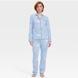 Roller Rabbit x Target Blue Floral Vines Pajama Set Sz M